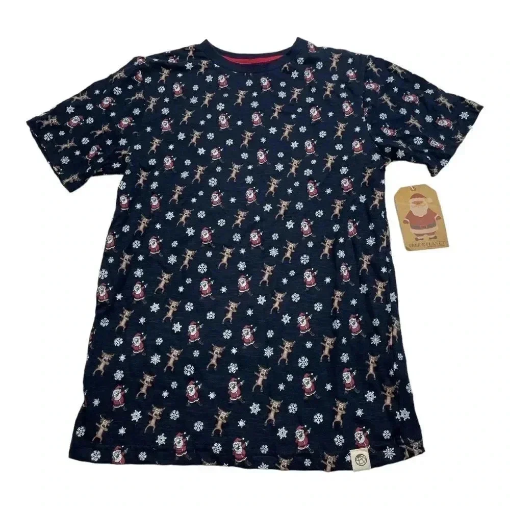 Free Planet Santa Reindeer Christmas Shirt